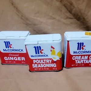 Lot of 3 Vintage 1970's McCormick Metal Spice Tins Empty